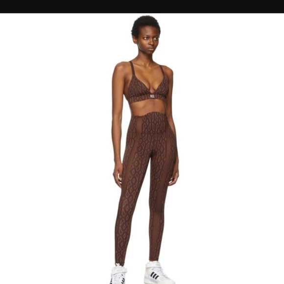 adidas x IVY PARK Burgundy Monogram Sheer Panel Leggings XS - Picture 1 of 9